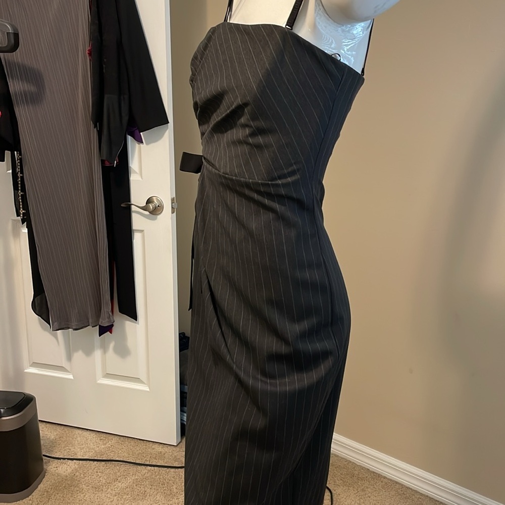 D&G Grey Pinstripe Strapless Look Gathered Ruched Waist Pencil Dress IT42 NWOT 6 - Picture 9 of 17